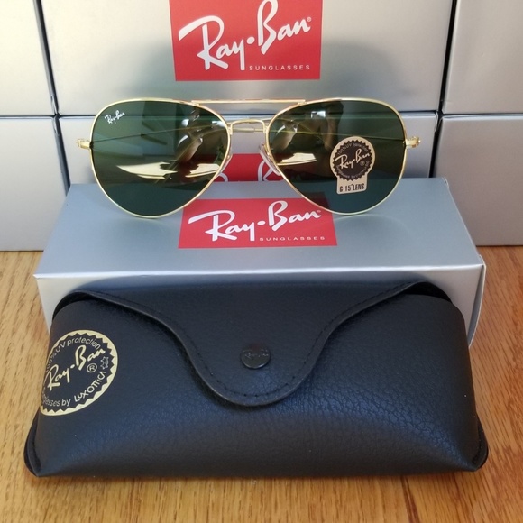 Ray Ban Accessories New Rayban Aviator Green Lens Gold Frame 58mm Poshmark